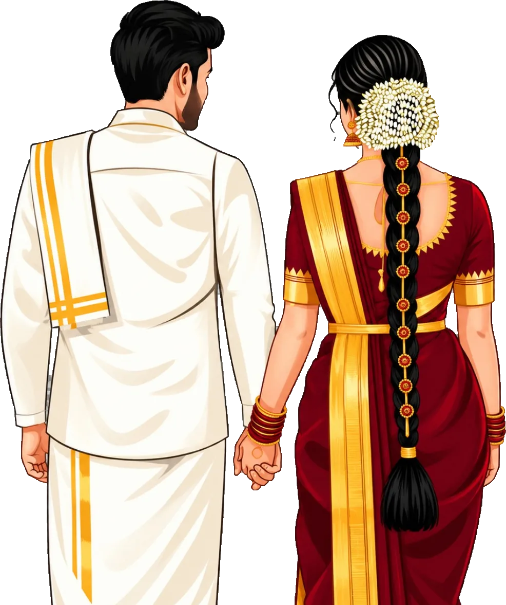 South Indian wedding couple illustration